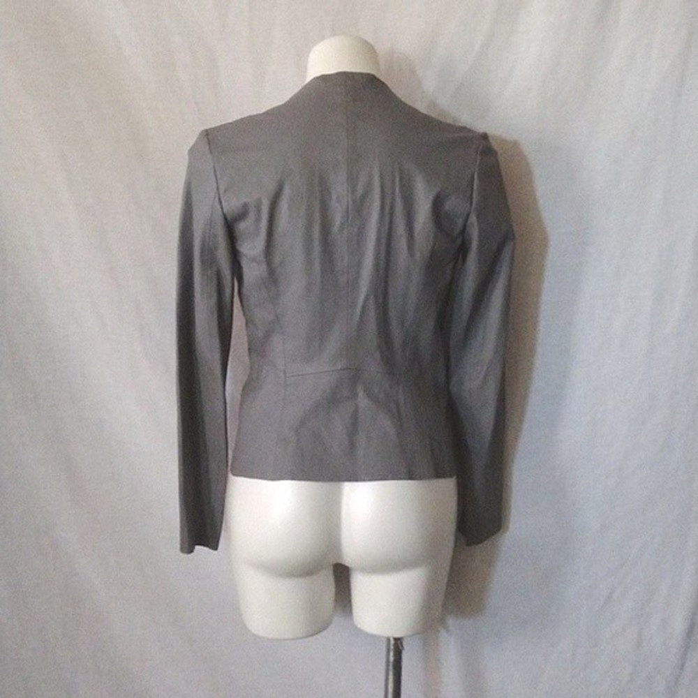 Zara Faux Leather Drape Jacket Gray Open Front Edgy Chic Night Out XS - Picture 10 of 15